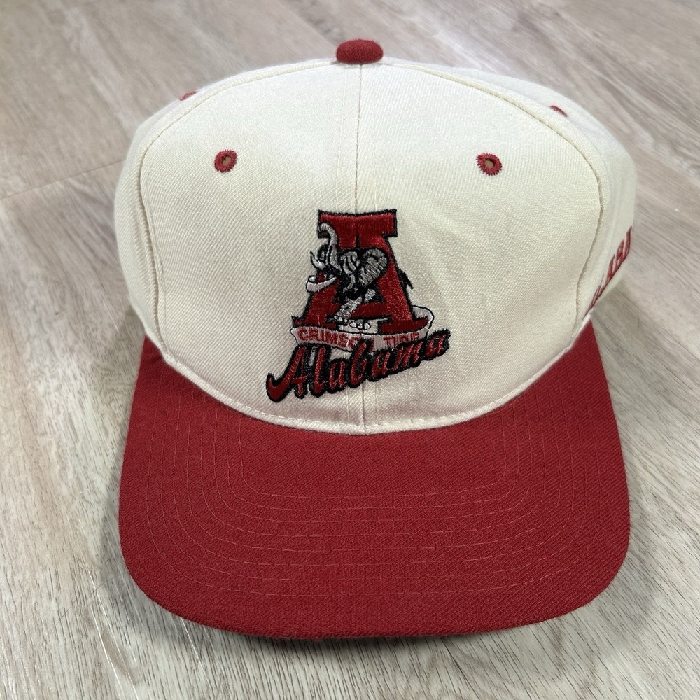 VTG Starter Alabama Crimson Tide Snapback Hat College White Red 100% Wool Cap